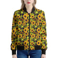 Hand Drawn Sunflower Pattern Print Women's Bomber Jacket