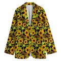 Hand Drawn Sunflower Pattern Print Women's Cotton Blazer