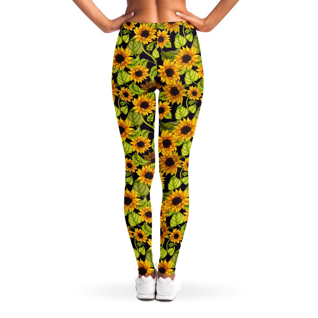 Hand Drawn Sunflower Pattern Print Women's Leggings
