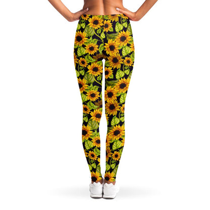 Hand Drawn Sunflower Pattern Print Women's Leggings