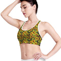 Hand Drawn Sunflower Pattern Print Women's Sports Bra