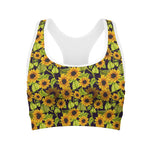 Hand Drawn Sunflower Pattern Print Women's Sports Bra