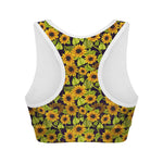 Hand Drawn Sunflower Pattern Print Women's Sports Bra