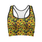 Hand Drawn Sunflower Pattern Print Women's Sports Bra