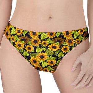 Hand Drawn Sunflower Pattern Print Women's Thong