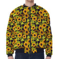 Hand Drawn Sunflower Pattern Print Zip Sleeve Bomber Jacket