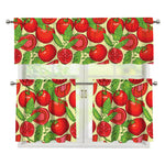 Hand Drawn Tomato Pattern Print 3 Piece Kitchen Curtains