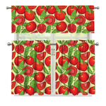 Hand Drawn Tomato Pattern Print 3 Piece Kitchen Curtains