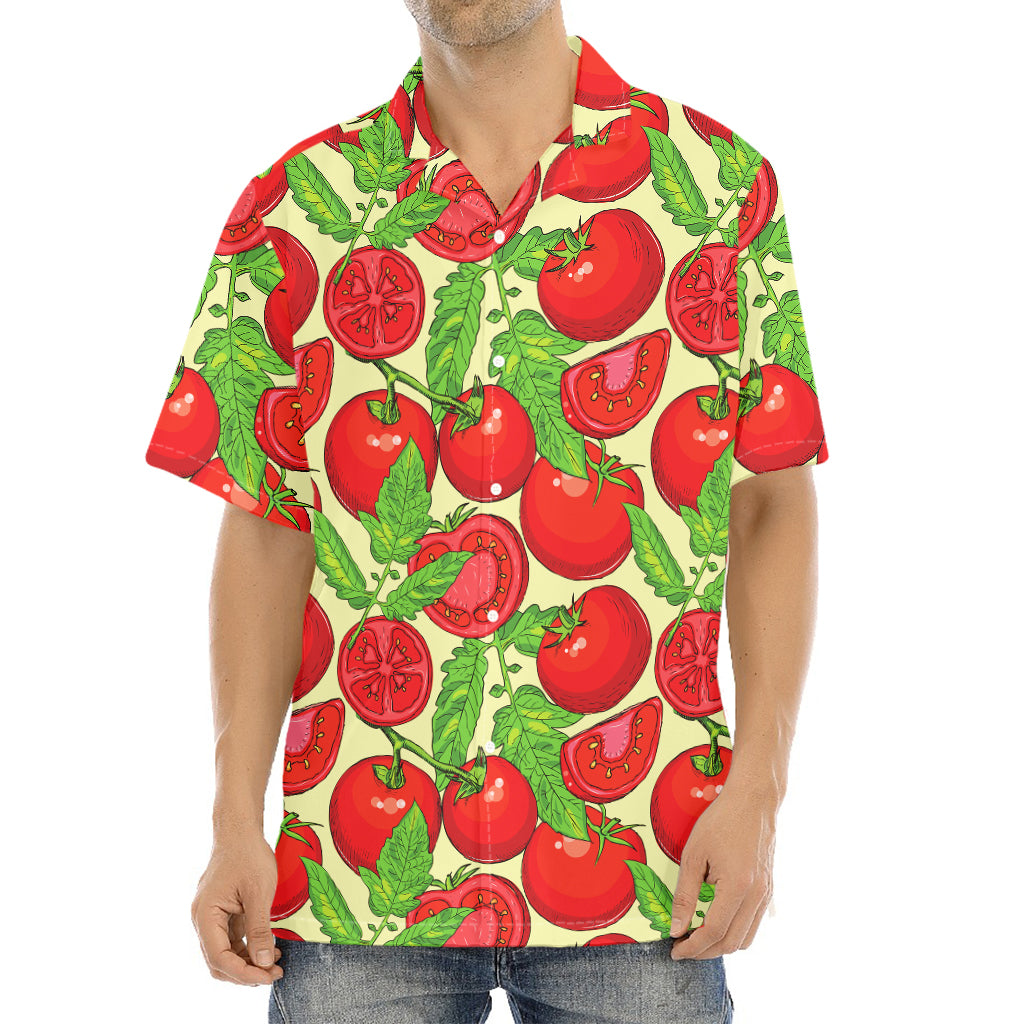 Hand Drawn Tomato Pattern Print Aloha Shirt