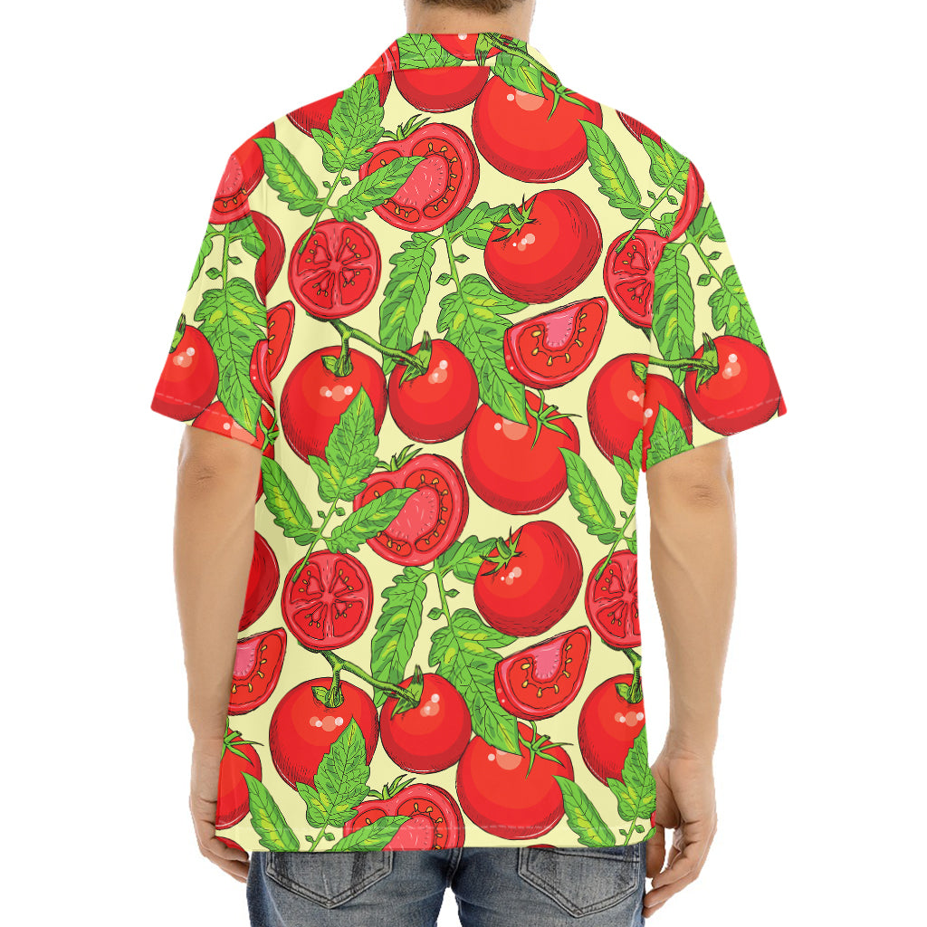Hand Drawn Tomato Pattern Print Aloha Shirt
