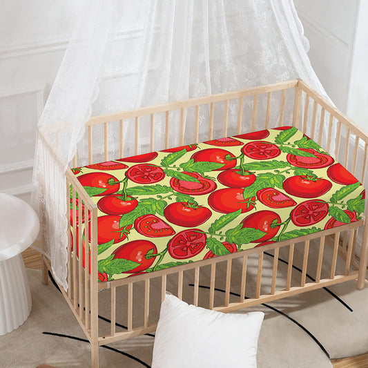 Hand Drawn Tomato Pattern Print Baby Crib Sheet