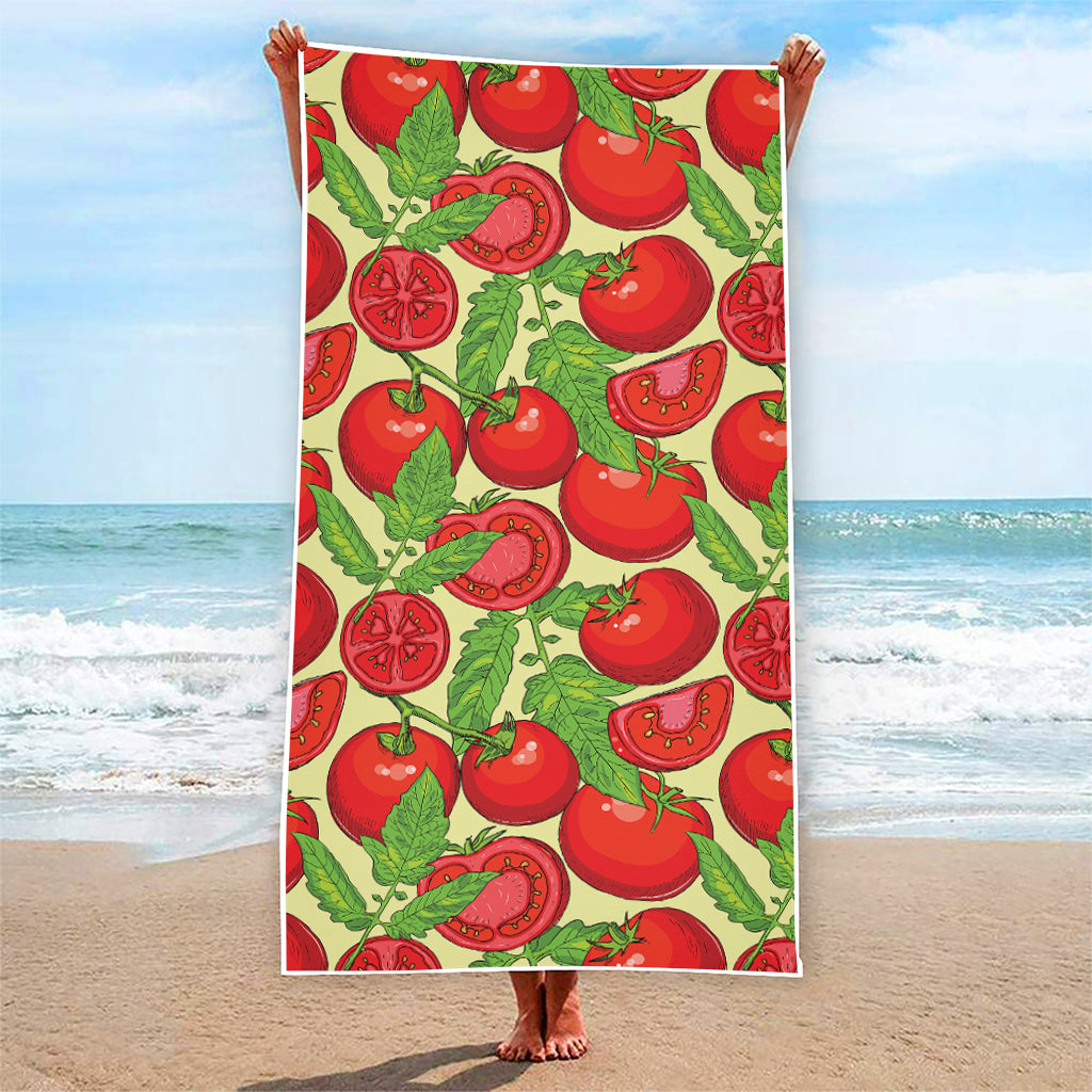 Hand Drawn Tomato Pattern Print Beach Towel