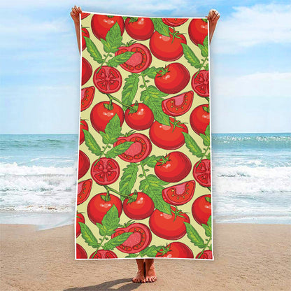 Hand Drawn Tomato Pattern Print Beach Towel