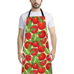 Hand Drawn Tomato Pattern Print Bib Apron With Pocket