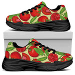 Hand Drawn Tomato Pattern Print Black Chunky Shoes