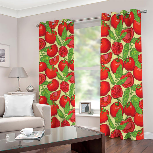 Hand Drawn Tomato Pattern Print Blackout Grommet Curtains