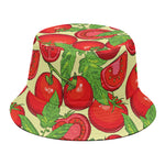 Hand Drawn Tomato Pattern Print Bucket Hat