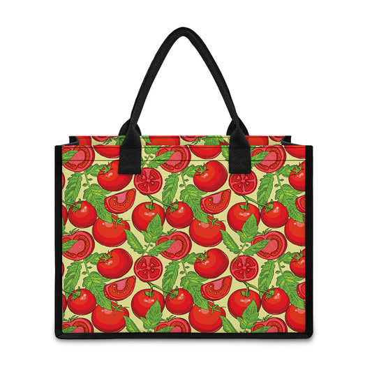 Hand Drawn Tomato Pattern Print Canvas Tote Bag