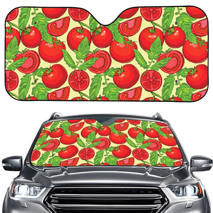 Hand Drawn Tomato Pattern Print Car Windshield Sun Shade
