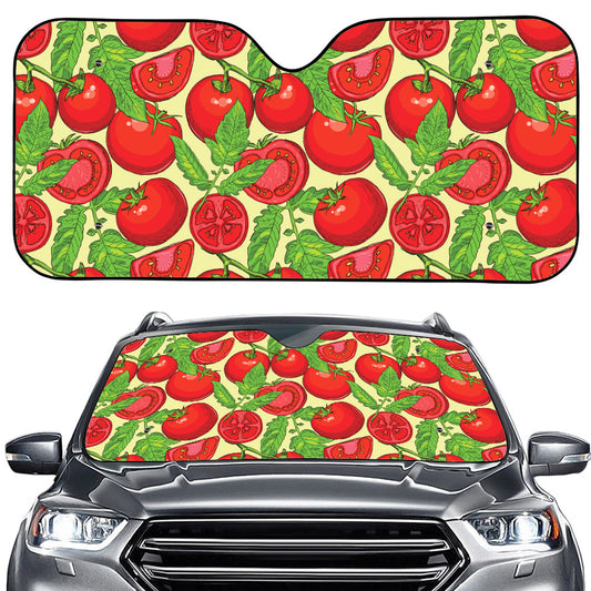Hand Drawn Tomato Pattern Print Car Windshield Sun Shade