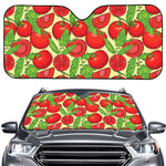 Hand Drawn Tomato Pattern Print Car Windshield Sun Shade