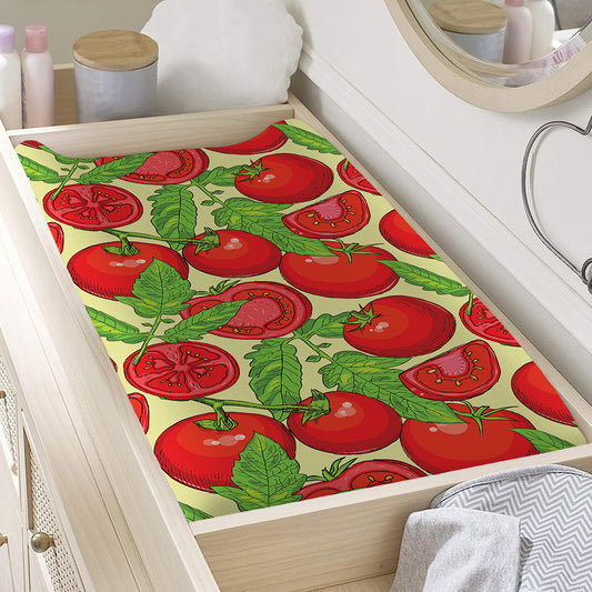 Hand Drawn Tomato Pattern Print Changing Pad Cover