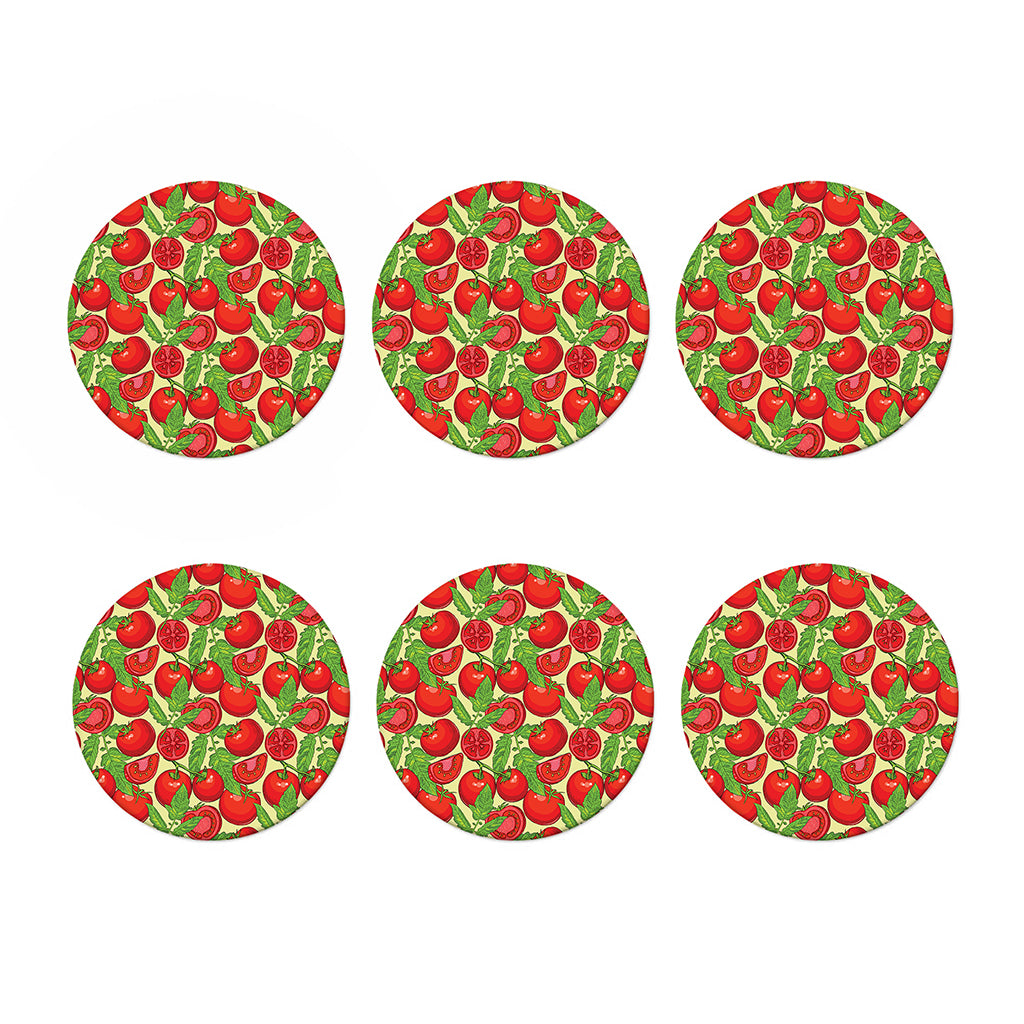 Hand Drawn Tomato Pattern Print Coaster Set