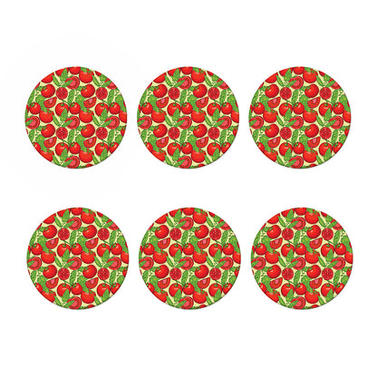 Hand Drawn Tomato Pattern Print Coaster Set