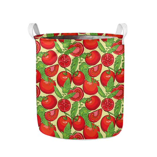 Hand Drawn Tomato Pattern Print Collapsible Laundry Basket