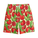 Hand Drawn Tomato Pattern Print Cotton Shorts
