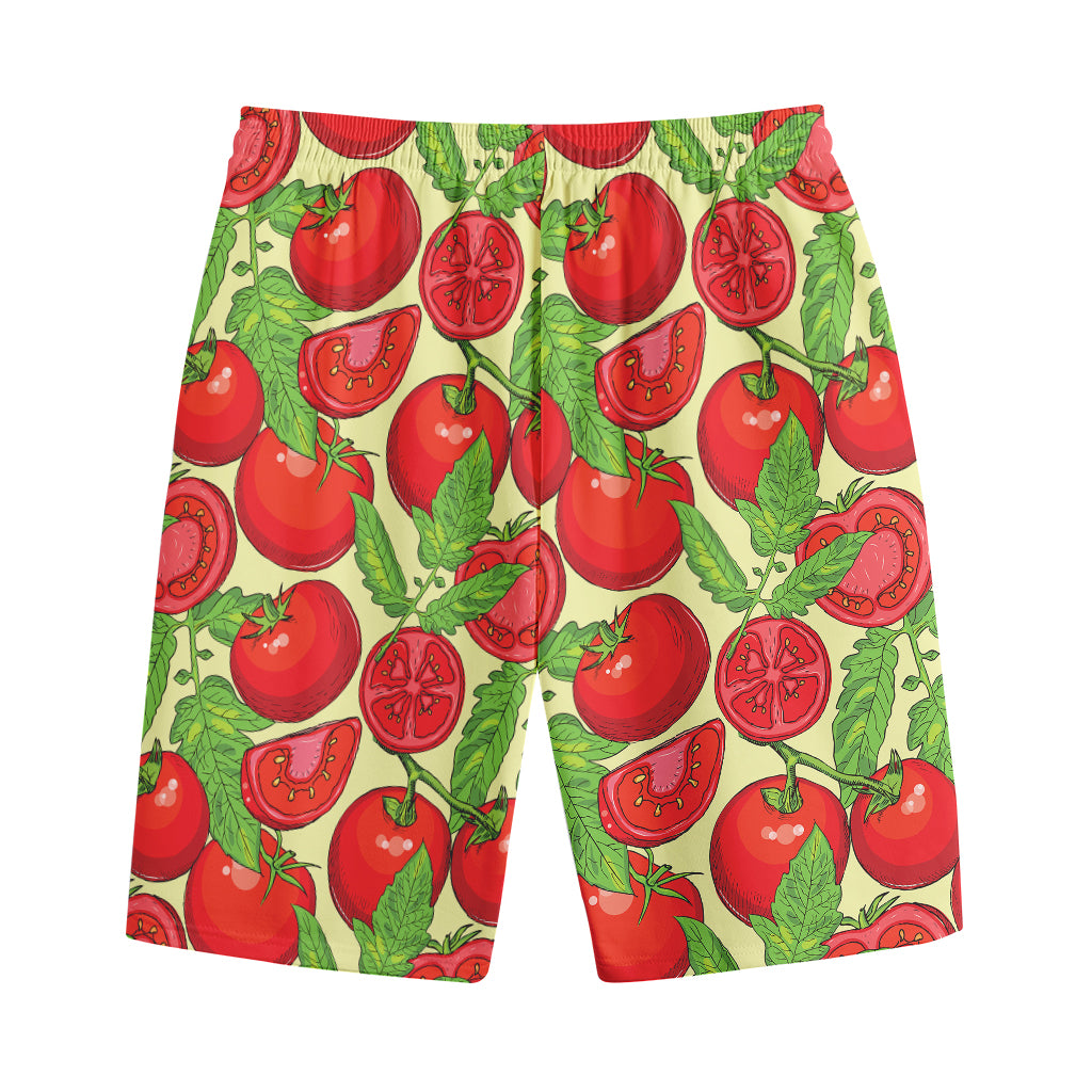 Hand Drawn Tomato Pattern Print Cotton Shorts