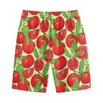 Hand Drawn Tomato Pattern Print Cotton Shorts