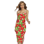 Hand Drawn Tomato Pattern Print Cross Back Cami Dress