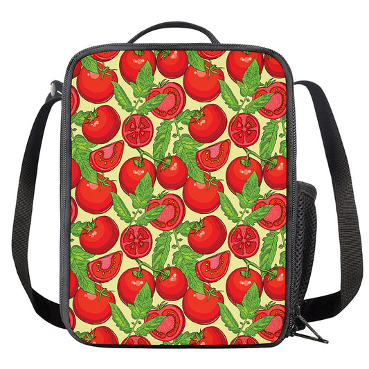 Hand Drawn Tomato Pattern Print Crossbody Lunch Bag