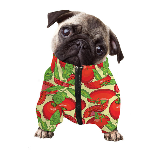 Hand Drawn Tomato Pattern Print Dog Zip Up Jacket