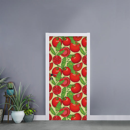 Hand Drawn Tomato Pattern Print Door Sticker