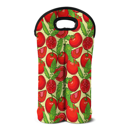 Hand Drawn Tomato Pattern Print Double Neoprene Wine Tote