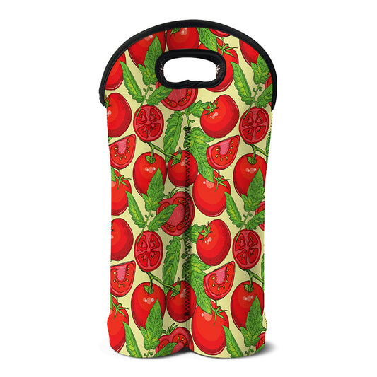 Hand Drawn Tomato Pattern Print Double Neoprene Wine Tote