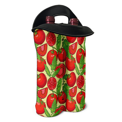 Hand Drawn Tomato Pattern Print Double Neoprene Wine Tote