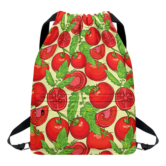 Hand Drawn Tomato Pattern Print Drawstring Backpack