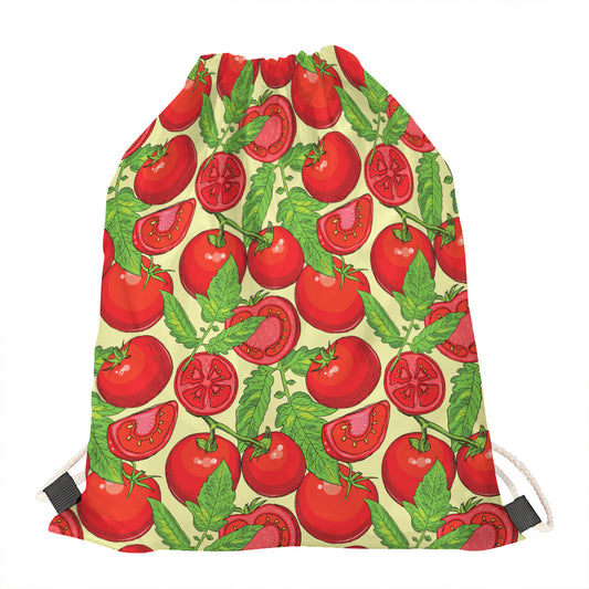 Hand Drawn Tomato Pattern Print Drawstring Bag
