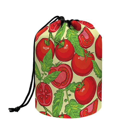 Hand Drawn Tomato Pattern Print Drawstring Makeup Bag