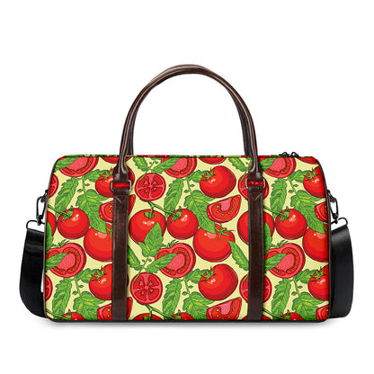 Hand Drawn Tomato Pattern Print Duffle Bag