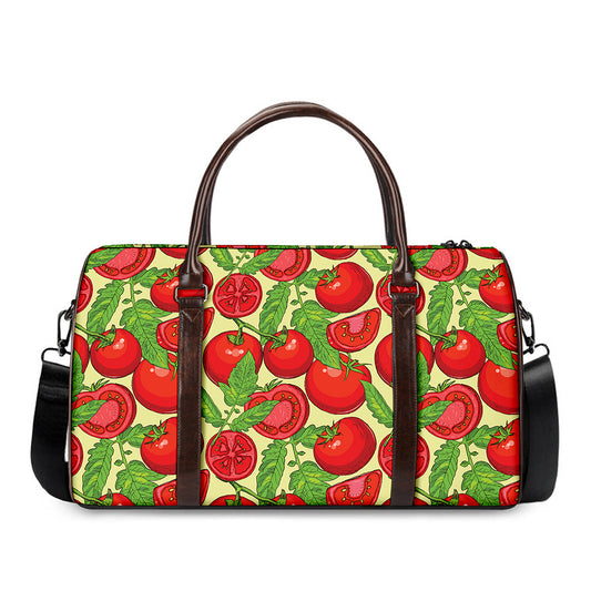 Hand Drawn Tomato Pattern Print Duffle Bag