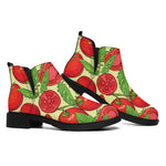 Hand Drawn Tomato Pattern Print Flat Ankle Boots