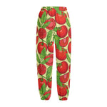 Hand Drawn Tomato Pattern Print Fleece Lined Knit Pants