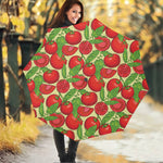 Hand Drawn Tomato Pattern Print Foldable Umbrella