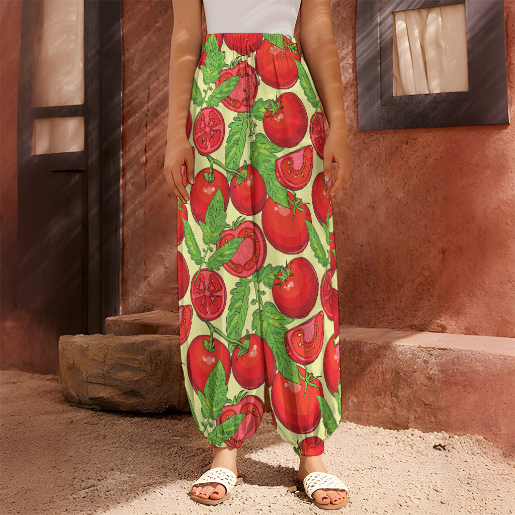 Hand Drawn Tomato Pattern Print Harem Pants
