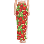 Hand Drawn Tomato Pattern Print High Slit Maxi Skirt