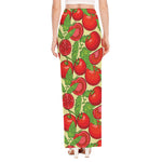 Hand Drawn Tomato Pattern Print High Slit Maxi Skirt